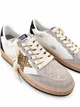 Женские кеды Golden Goose бело-серые из натуральной кожи и замши с золотой блестящей звездой размер 36 - изображение 3