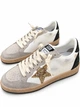 Женские кеды Golden Goose бело-серые из натуральной кожи и замши с золотой блестящей звездой размер 36 - изображение 4