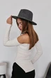 Шерстяная шляпа Федора с декором и цепочкой PEARL WOOL HAT темно-серая - изображение 3