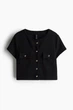 Топ на пуговицах H&M 1237731006c72 XS черный (100017228) - изображение 1