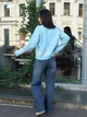Женский свитер вязаный с узором Floral Sweater голубой One Size - изображение 7