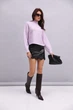 Укорочена в`язана кофта з рукавами-регланами лілова Arjen 102509, ONE SIZE, 129248 - зображення 1