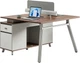 Комп'ютерний стіл двомісний OfficePro PG-M24A-2A-14 108х140 см з тумбочками Горіховий + Світло-сірий - зображення 1