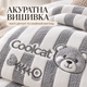 Плед полуторный Coolcat мягкий бело-серый полосатый с мишкой 150х200 - изображение 4