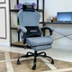 Геймерское кресло DEXON VELARIS RD-6072 с подставкой для ног, из льняной ткани + мягкие подушки из велюра, металлическая крестовина, Серый - изображение 2