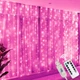 Светодиодная гирлянда USB штора, медная нить, розовый свет (PINK), 3x2м, БЕЗ КРЮЧКОВ, 8 режимов/200LED, с пультом - изображение 1