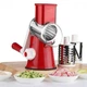 Овочерізка мультислайсер Tabletop Drum Grater Kitchen Master Тертка для овочів і фруктів 3 насадки Red - зображення 8