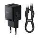 СЗУ Baseus Palm Fast Charger PD20W+QC3.0 (1USB-A/1C) + кабель Type-C to Type-C (P10111608) Cluster Black - зображення 1