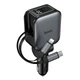 Автомобільний зарядний пристрій HOCO Z67A Triunfar PD60W(1C1A)+Type-C/iP car charger with dual telescopic cable and digital display dark Metal Gray (6942007680844) - изображение 1