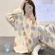 Комплект женской пижамы Lesko Blue flower L рубашка с длинным рукавом и штанами одежда для дома - изображение 3