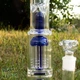 Стеклянный бонг для курения Double Tree 38 см Blue с перколяторами - изображение 4