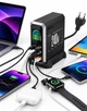 Настольное универсальное сетевое зарядное устройство 6 в 1 HW186 240W, 4 USB Type-C GaN + 2 USB-A PD 3.1 QC 3.0 PPS 140W блок питания для MacBook ноутбука планшета телефона повербанка Samsung iPhone Xiaomi Black - изображение 2