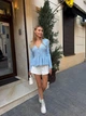 Жіночий в’язаний кардиган приталеного крою на ґудзиках з V-подібним вирізом та баскою ELFBERG OS-2150 42-46 Блакитний (2000001158579) - зображення 4