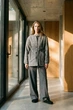 Женское стеганое полупальто из кашемира с поясом 42–52 L-XL, сіра клітинка - изображение 3