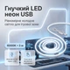 LED Neon Flex светодиодная силиконовая лента USB 5V питание высокая яркость сплошной мягкий свет подсветка от павербанка с сенсорным управлением и регулировкой яркости 6000K холодный белый свет 3м - изображение 1