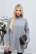 Свитер женский оверсайз из шерсти и акрила удлиненный с высокой горловиной фабричной вязки G&M k-133231 44-50 Размер цвет серый - изображение 2