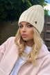 Демисезонная женская шапка лопатка CALVIN KLEIN с шерстью и кашемиром без подворота молочная - изображение 1