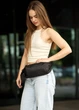 Сумка-бананка через плече Sambag Holster MSH тканинна чорна з перфорацією 36х14х4 см - зображення 5