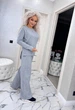 Теплый женский костюм с брюками плаццо из ангоры вязаный с широкими штанами 48-50, Серый - изображение 2