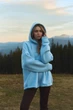 Худи Unisex из турецкой тринитки пенье на флисе с вышивкой ukraine на спине 42-50 голубой - изображение 1