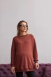 Свитшот удлиненный для беременных и кормящих Santa Fe со скрытыми молниями XXL-3XL (50–52) Lullababe LB06SN138 шоколадный - изображение 1