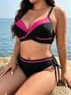 Красивый женский купальник Fuba 24043-1 черный-малиновый 56 (4XL) - изображение 5