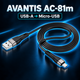 Кабель AVANTIS AC-81m Silicone USB-A Micro-USB 1 м черный - изображение 1