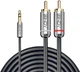 Кабель аудіо Lindy mini-Jack 3.5 mm - 2 x RCA 0.5 m Gray (4002888353328) - зображення 1