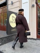 Пальто жіноче утеплене кашемірово вовняне з поясом осінь зима 52-54 коричневий - зображення 5