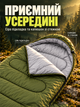 Спальний мішок CampNest зимовий до −5 °C, спальник ковдра з капюшоном 210×75 см, зелений із сірою підкладкою - зображення 5