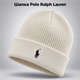 Зимняя мужская шапка Polo Ralph Lauren Поло Ральф Лорен для зимы, теплая вязаная шапка с логотипом Polo на зиму белый цвет PRG31 - изображение 1