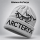 Зимняя мужская шапка Arc'teryx Arcteryx для зимы, теплая вязаная шапка Арктерикс с большим логотипом на зиму, универсальный размер - изображение 1