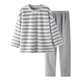 Комплект жіночої піжами Lesko Stripes Сірий 2XL сорочка з довгим рукавом і штанами для дому флісовий - зображення 6