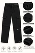 Штани теплі карго з щільного котону Cozy Black Cargo чорний 170 см - зображення 3