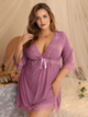 Пеньюар з мереживом фіолетовий 2XL з рукавами - зображення 2