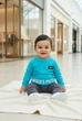 Кофта бірюзова з написом "UNIQUES PIECES" та принтом окулярів Kiddo бірюзовий 80 см - зображення 1