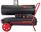Дизельная тепловая пушка тепловентилятор RED TECHNIC RTNGO0122 обогреватель промышленный напольный дуйчик для дома дачи склада магазина 30 кВт бак 36 л производительность 850 м³/ч регулятор температуры дисплей на колесах с ручкой - изображение 3