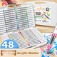 Рідкі акрилові маркери GRASP Direct, м'який наконечник, 48 кольорів, безпечні для шкіри, що змиваються, ручки для малювання з контролем чорнила, кольори, що складаються одна в одну, дитячі акварельні ручки, папір для миттєвого малювання, ручки для малюван - изображение 4
