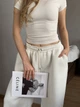 Жіночі oversize штани на флісі / Білий 42-46 / BASED 0139750 - зображення 9