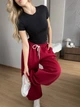 Женские oversize штаны на флисе / Красный 42-46 / BASED 0139730 - изображение 11