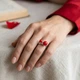 Серебряное разомкнутое кольцо LoveR с красным кораллом в форме двух сфер 18 размер - изображение 6