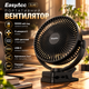 Портативный вентилятор EasyAcc DJ10 10000 мА·ч, 4 скоростей, дисплей, USB-C, крепление 3-в-1, чёрный - изображение 1
