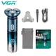 Электробритва VGR V-392 BLUE, роторная, 3 плавающие головки, LED-дисплей, влагозащита - изображение 7