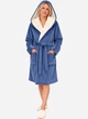 Халат женский больших размеров с капюшоном зимний BARWA garments 0411 2XL Синий (2110004115049) - изображение 1