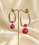 Серьги 2в1 Кольцо и гвоздик две бусины Fashion Jewelry золотистые - изображение 10