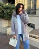 Женское теплое пальто альпака в клетку прямое с капюшоном на молнии размер единый 52-58 мокко МС 87070 - изображение 7