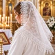 Венчальный платок женский с ажурным кружевом и вышивкой 80×80 см, белая накидка на голову для церкви и венчания (PV-1096) - изображение 2