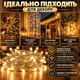 Гирлянда 100 LED Прозрачный шнур Теплый белый - изображение 4