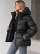 Куртка женская Lady Yep 30390 пуффер с капюшоном и затяжкой на талии 46 черная - изображение 4