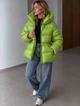 Куртка женская Lady Yep 30390 пуффер с капюшоном и затяжкой на талии 46 зеленая - изображение 7